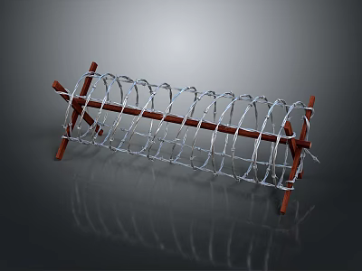Defensive Military Weapon Structure With Barbed Wire And Metal Frame Design 3d model