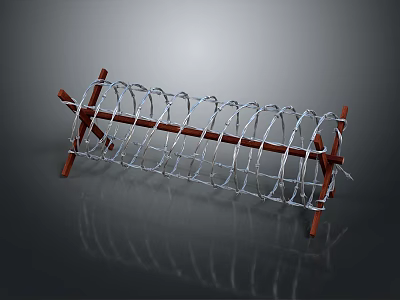 Defensive Military Weapon Structure With Barbed Wire And Metal Frame Design 3d model