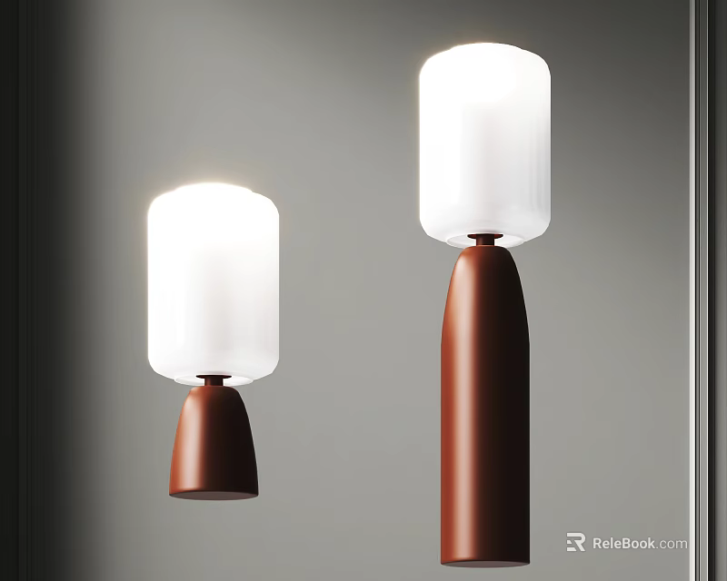 Modern Floor Lamps With White Shades And Brown Bases 3d model 
