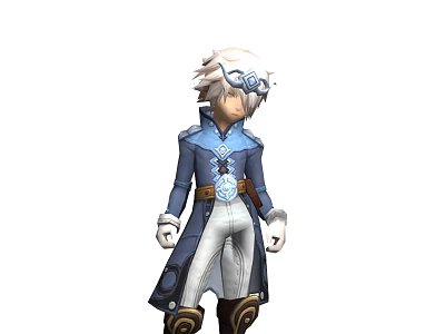 Game and Movie Character With White Hair Goggles Blue Coat White Pants And Brown Boots 3d model