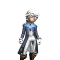 Game and Movie Character With White Hair Goggles Blue Coat White Pants And Brown Boots