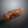 Textured Brown Orange Insect Sculpture With Rustic Finish On Gray Background 3d model