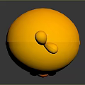Yellow Cartoon Chick Character With Heart Shaped Head Cute Standing Pose Black Background 3D Design