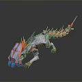 Futuristic Mechanical Dragon With Armored Body Colorful Spikes And Cybernetic Details
