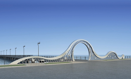 modern bridge opening 3d model