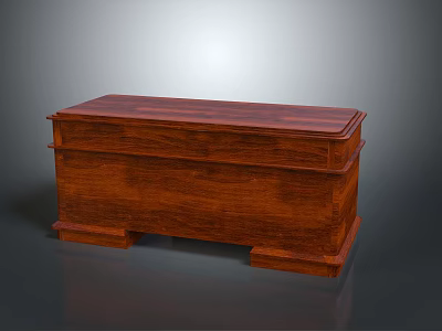 Traditional Wooden Storage Chest With Smooth Surface And Raised Base Details 3d model