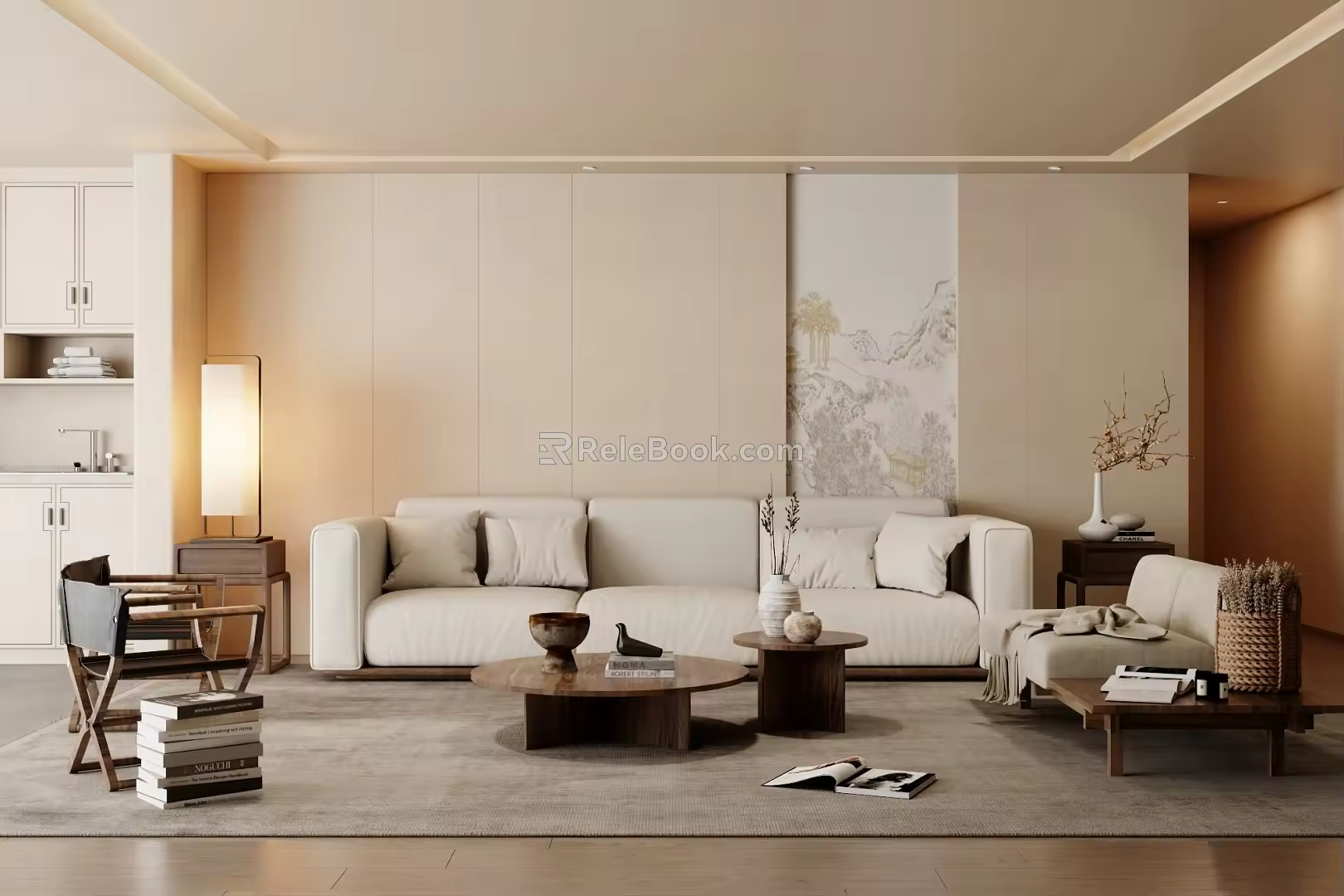 Chinese Sofa Combination Coffee Table Carpet 3d model