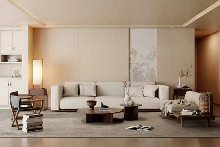 Chinese Sofa Combination Coffee Table Carpet 3d model