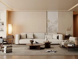 Chinese Sofa Combination Coffee Table Carpet 3d model