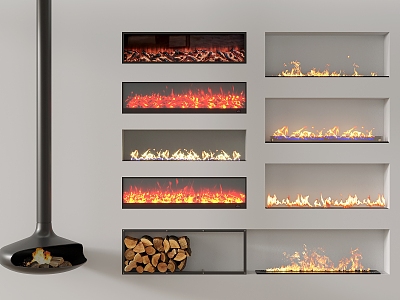 flame fireplace stove electronic fireplace wood firewood 3d model