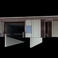 Modern Entrance Gate Design With Stone Walls Metal Frames And Glass Doors