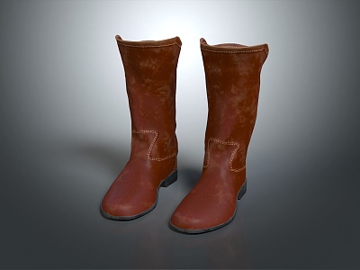 Modern Boots Medium Boots Leather Boots 3d model