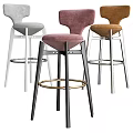 Modern Upholstered Bar Stools In Multiple Colors With Metal Legs For Kitchen Island