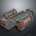 Sci Fi Mechanical Device 3D Model With Metal Structure Red Accents And Glowing Parts