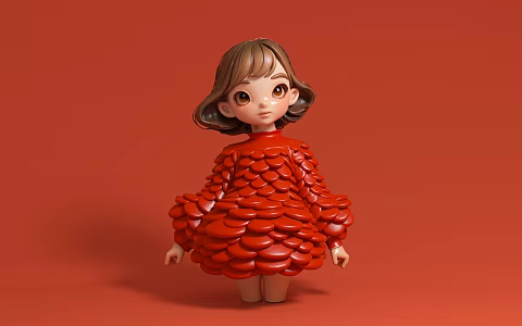 Character Ornaments Jewelry Decoration Women Girls Red Clothes Girls Cartoon Characters Beautiful Chen Props Game Characters Animation 3d model