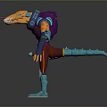 3D Game Movie Character With Purple Vest Brown Pants Blue Boots And Orange Accents