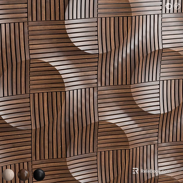 Modern Wooden Wall With Wavy Striped Pattern Design For Interior Decoration 3d model