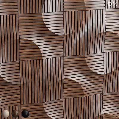 Modern Wooden Wall With Wavy Striped Pattern Design For Interior Decoration 3d model