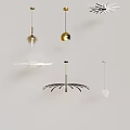 Modern Stylish Pendant Lights With Various Designs Different Shapes And Materials 3d model