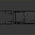Black Pickup Truck With Roof Light Bar Yellow Lights And Large Wheels