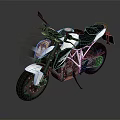 Sleek Modern Motorcycle With Bright Headlight White And Black Body Metallic Frame Reflective Surface