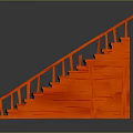 Red Wooden Staircase With Handrail And Modern Interior Design Features