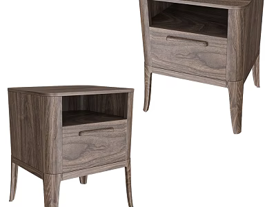 Modern Wooden Bedside Table With Drawer And Slim Legs For Bedroom Decor 3d model