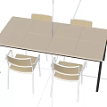 Modern Minimalist Dining Table With Four Light Colored Chairs Black Legs Rectangular Top 3d model