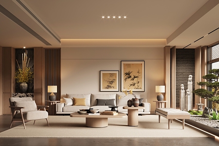 New Chinese Style Song Style Living Room 3d model