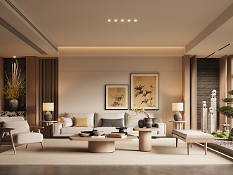 New Chinese Style Song Style Living Room 3d model