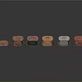 Colorful Square Tableware Set With Copper Silver Red Handles And Reflective Finish Arranged In Row