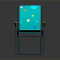 Modern Blue Armchair With Colorful Polka Dots Wooden Armrests And Metal Frame