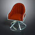 Red Padded Office Chair With Chrome Armrests And Swivel Metal Wheel Base