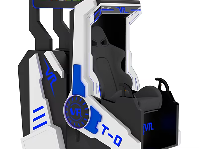 Futuristic VR Gaming Seat With Modern Design Blue White Color And Comfortable Features 3d model