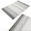 Modern Square Rugs Featuring Geometric Chevron Diamond Patterns And Fringe Edges 3d model