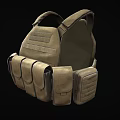 Game Movie Character Wearing Brown Military Style Tactical Vest With Multiple Pockets And Thick Straps