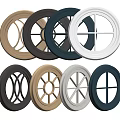 Round Window Frames In Different Colors And Decorative Design Patterns 3d model