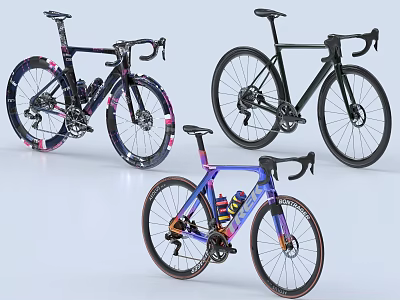 Vibrant Road Bicycles With Modern Sleek Frames Colorful Designs And Stylish Wheels 3d model