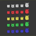 Small Colorful Plastic Chairs Arranged In White Red Yellow Green And Blue