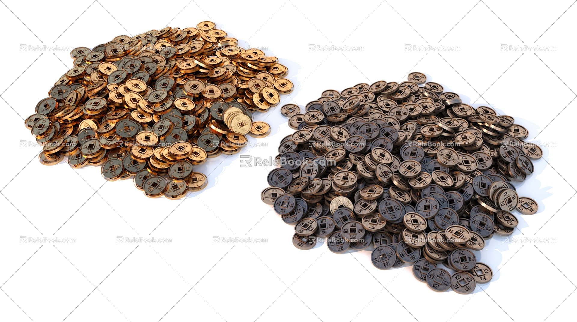 Gold Coins Gold Copper Coins 3d model