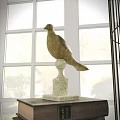 Indoor Decorative Ornament Set Featuring Birdcage Planter Green Plants Bird Figurine And Fern