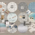 Modern Carpet Combo Round Carpet Ornaments Books 3d model