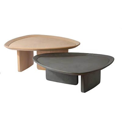 Modern Wooden And Dark Gray Curved Coffee Tables Set For Living Room 3d model Modern Wooden And Dark Gray Curved Coffee Tables Set For Living Room 3d model