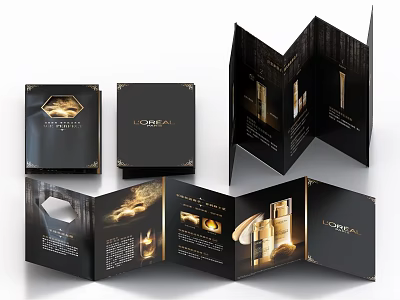 L'OREAL Luxury Brochure With Black Design And Golden Cosmetic Products 3d model L'OREAL Luxury Brochure With Black Design And Golden Cosmetic Products 3d model