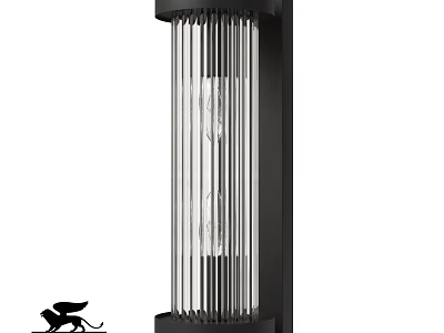 Modern Black Frame Wall Lamp With Transparent Striped Glass For Indoor Decor 3d model