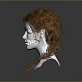 Realistic Human Head Model With White Face And Long Red Braided Hair