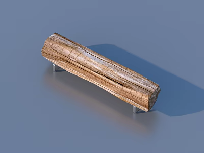 Rustic Wooden Outdoor Chair With Natural Wood Grain And Metal Legs Design 3d model