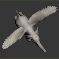 Winged Baby Elephant 3D Render In Flying Pose With Large Wings And Gray Background