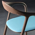 Stylish Modern Leisure Chair With Ergonomic Design Wooden Frame And Blue Cushion