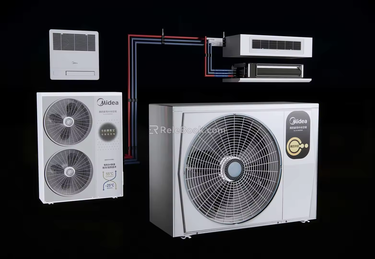 Modern air conditioner external air conditioner main machine and external machine 3d model